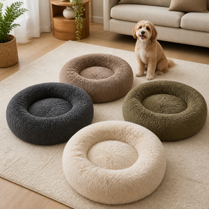 Four color options for the calming dog bed