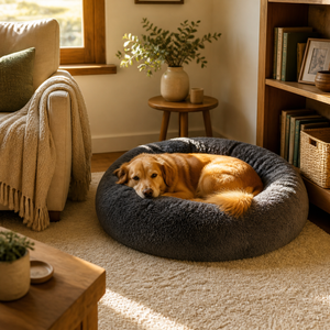 Dog settled in their own cozy corner
